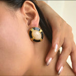 stone oval earrings
