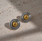 Two tones round earrings