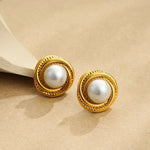 Pearl Circle Stud Earring