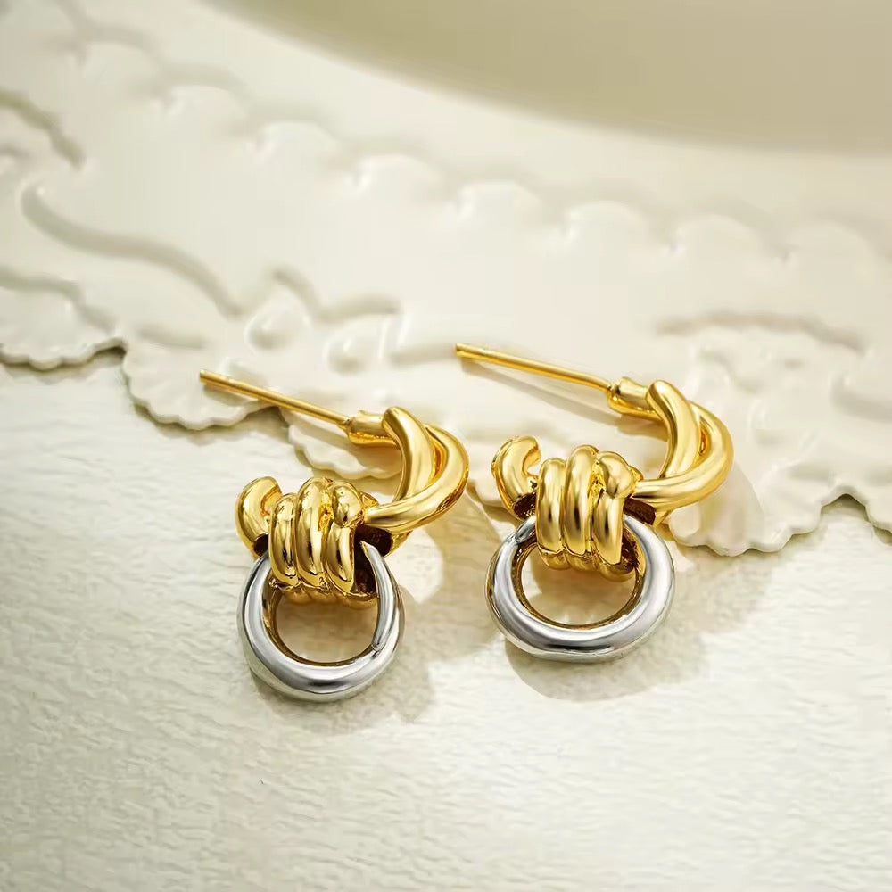 Three-layer Winding Knot Earrings