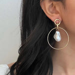 Circle Glass Pearl Earrings