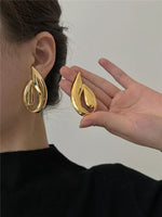 Vintage Metal Glossy Leaf Earrings