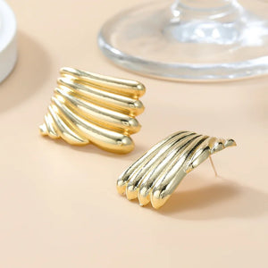 Striped Wave Large Earrings