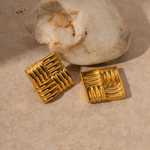 Square Ribbed Earrings